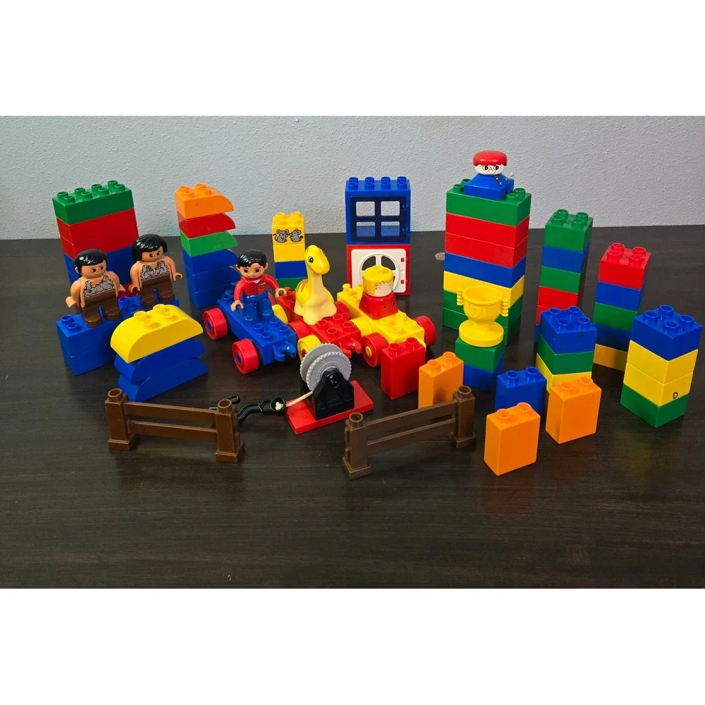 Duplo Mixed Lot Bricks Figures Dinosaur Winch Trophy Vehicle Bases Toy Set